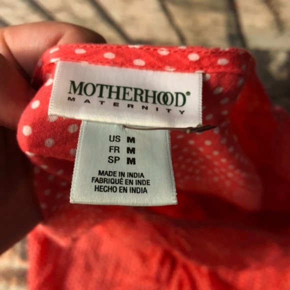 Motherhood Maternity sz M coral polka dot top tie - Picture 4 of 4